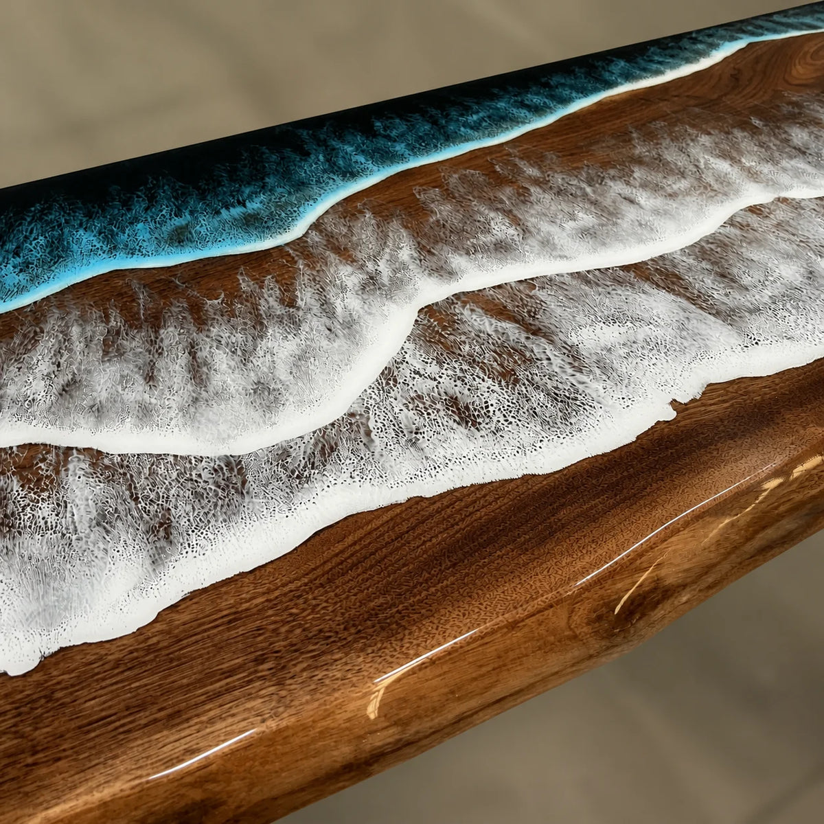 Arctic Tide South American Walnut Epoxy Dining Table DT22
