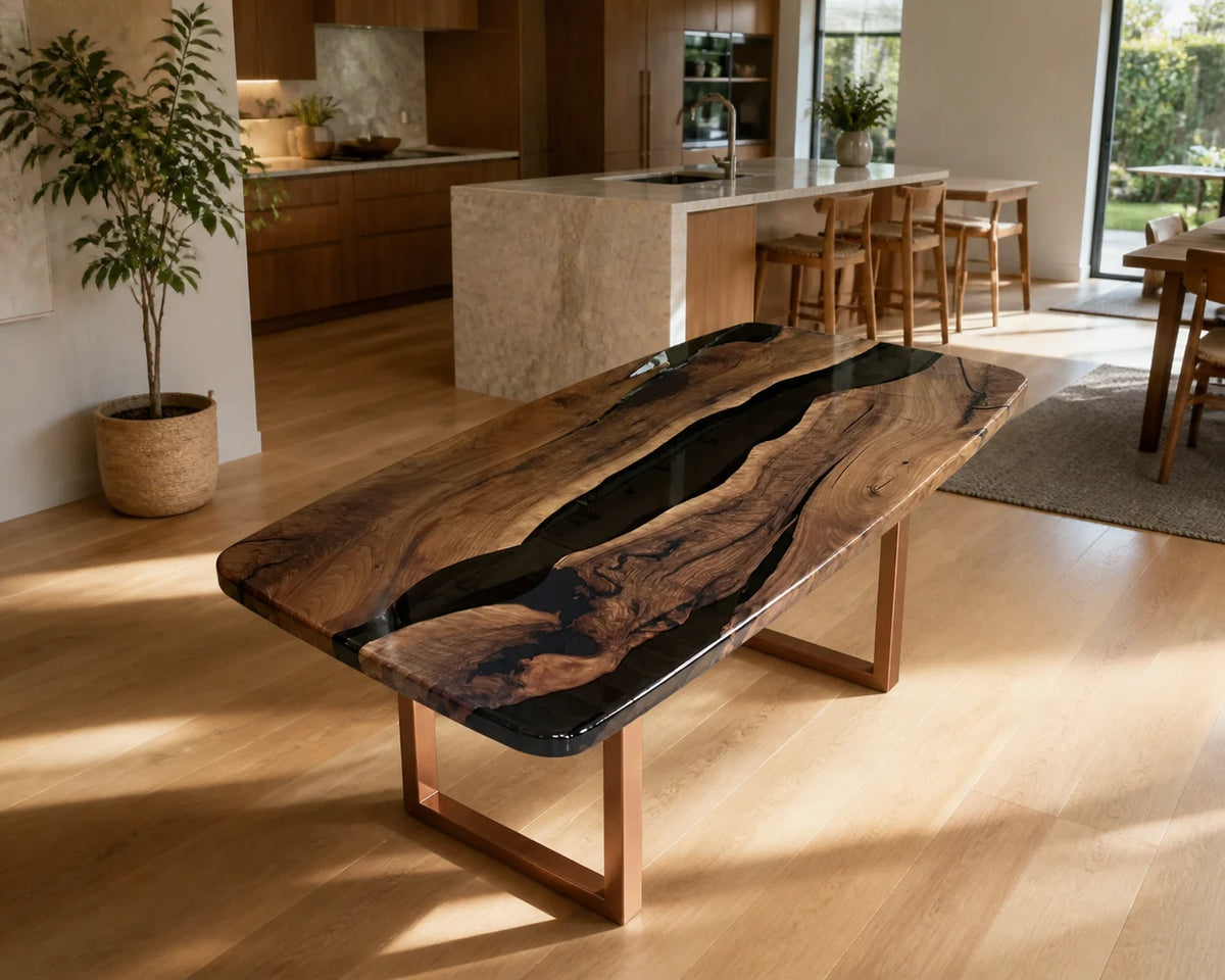 Onyx Island South American Walnut Epoxy Dining Table DT23