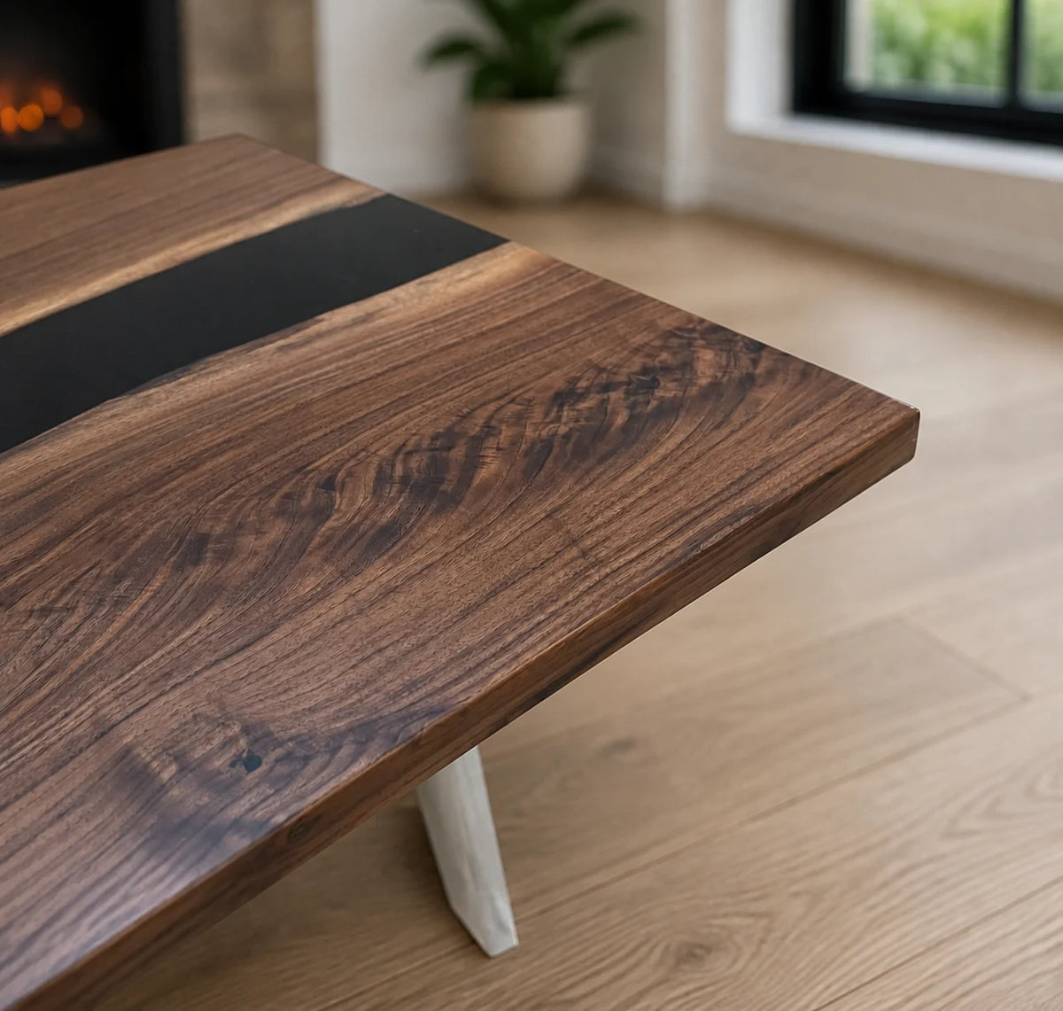 Midnight Divide South American Walnut Epoxy Dining Table DT24
