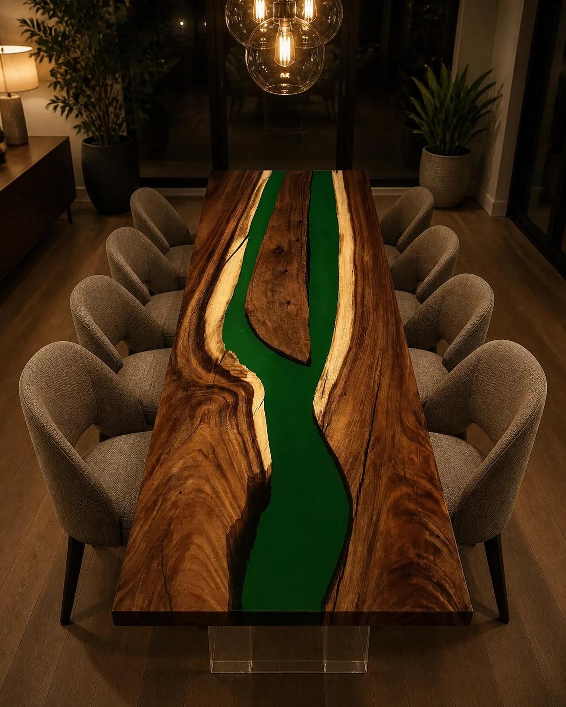Forest Stream South American Walnut Epoxy Dining Table DT28