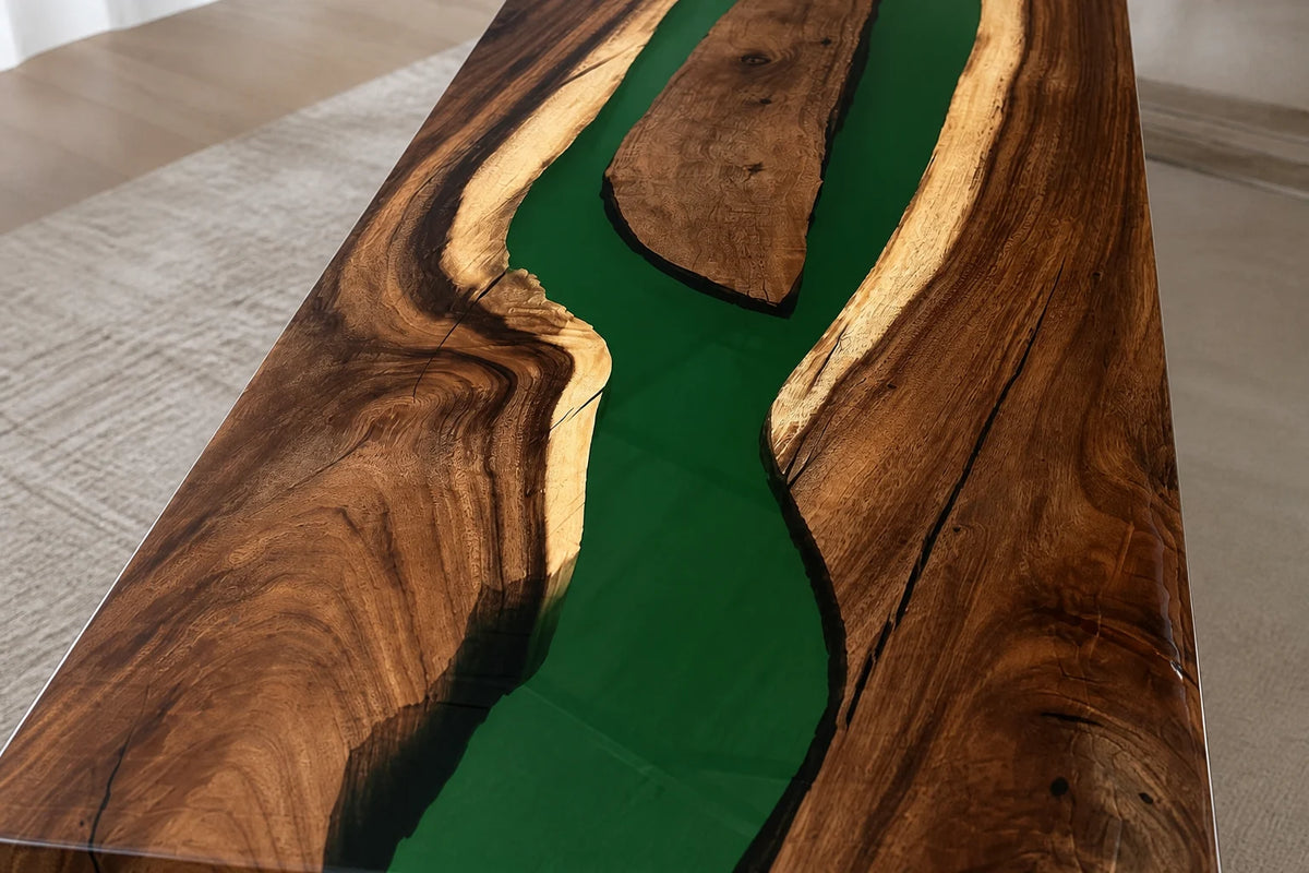 Forest Stream South American Walnut Epoxy Dining Table DT28