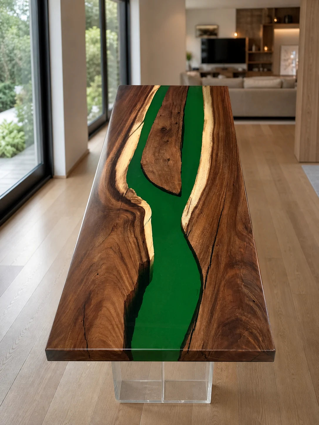 Forest Stream South American Walnut Epoxy Dining Table DT28