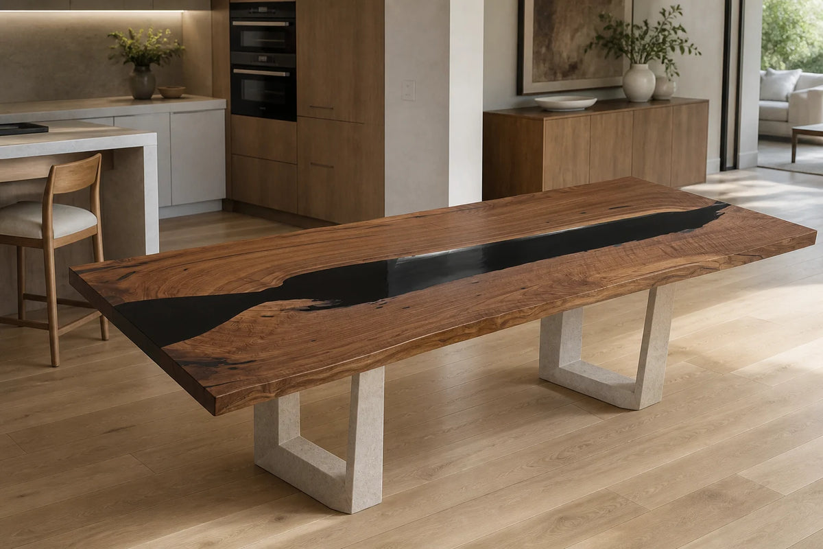 Black Gorge South American Walnut Epoxy Dining Table DT30