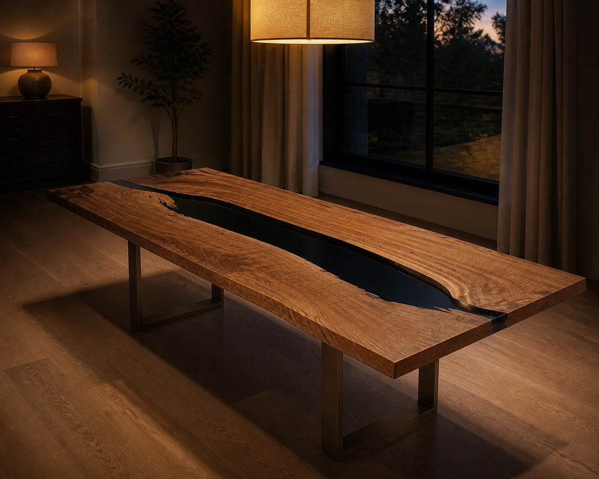 Black Gorge South American Walnut Epoxy Dining Table DT30