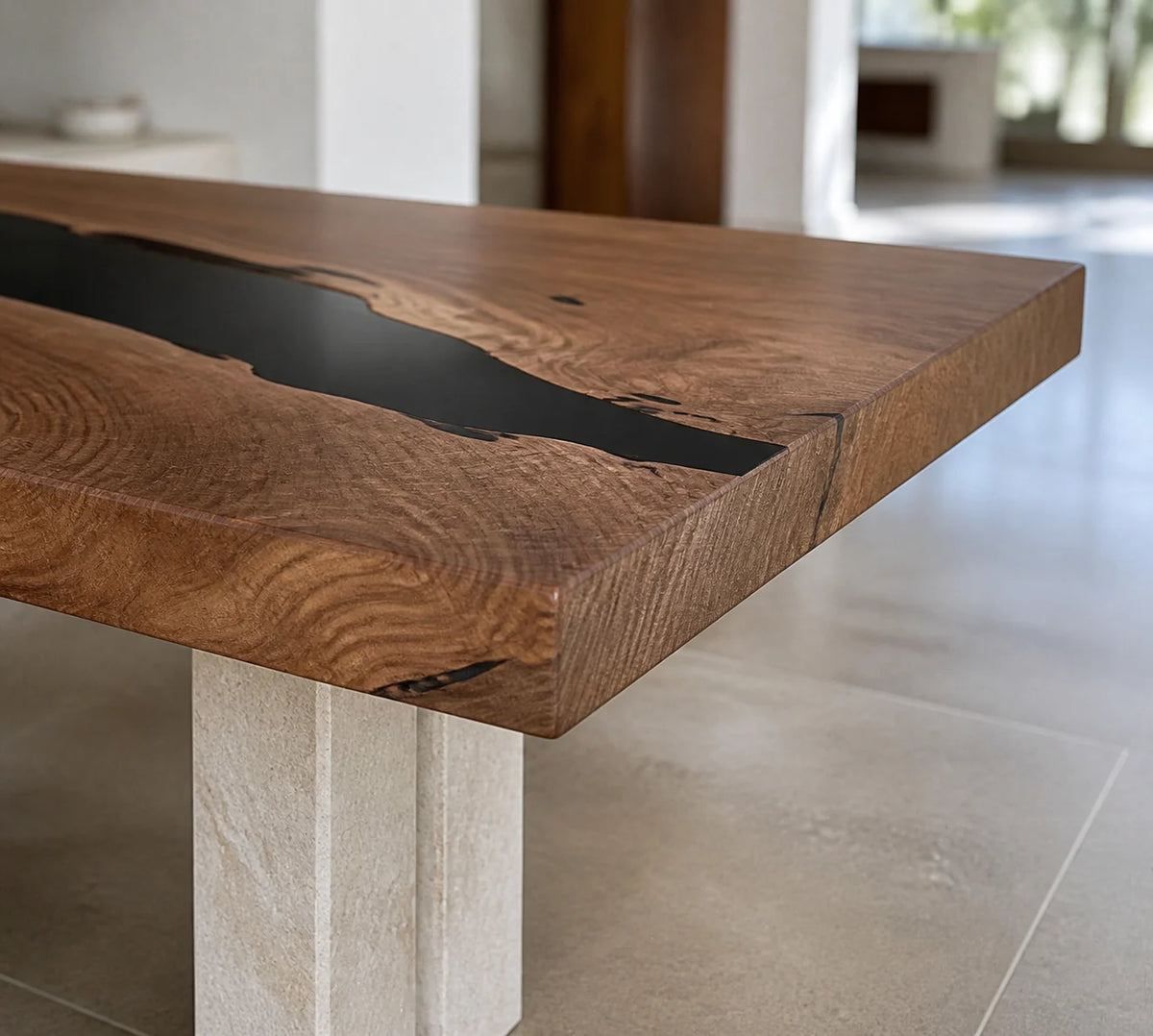 Black Gorge South American Walnut Epoxy Dining Table DT30