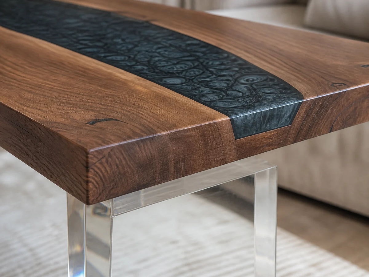 Silver Stone South American Walnut Epoxy Dining Table DT31