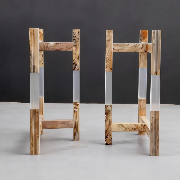 T-Shaped Double-Slab Poplar Wood Table Legs SL05