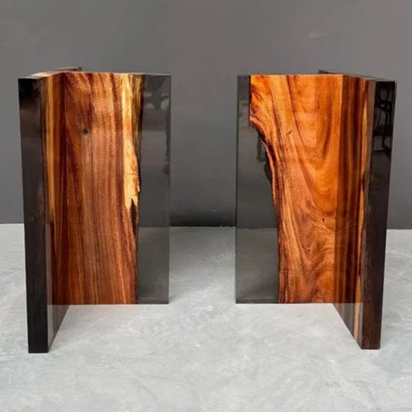 T-Shaped Walnut Wood Epoxy Resin Table Legs SL06