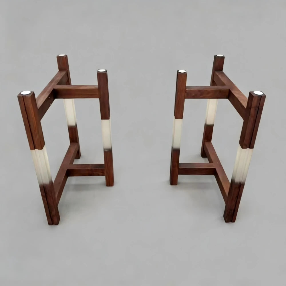 T-Shaped Walnut Wood Epoxy Resin Table Legs SL04