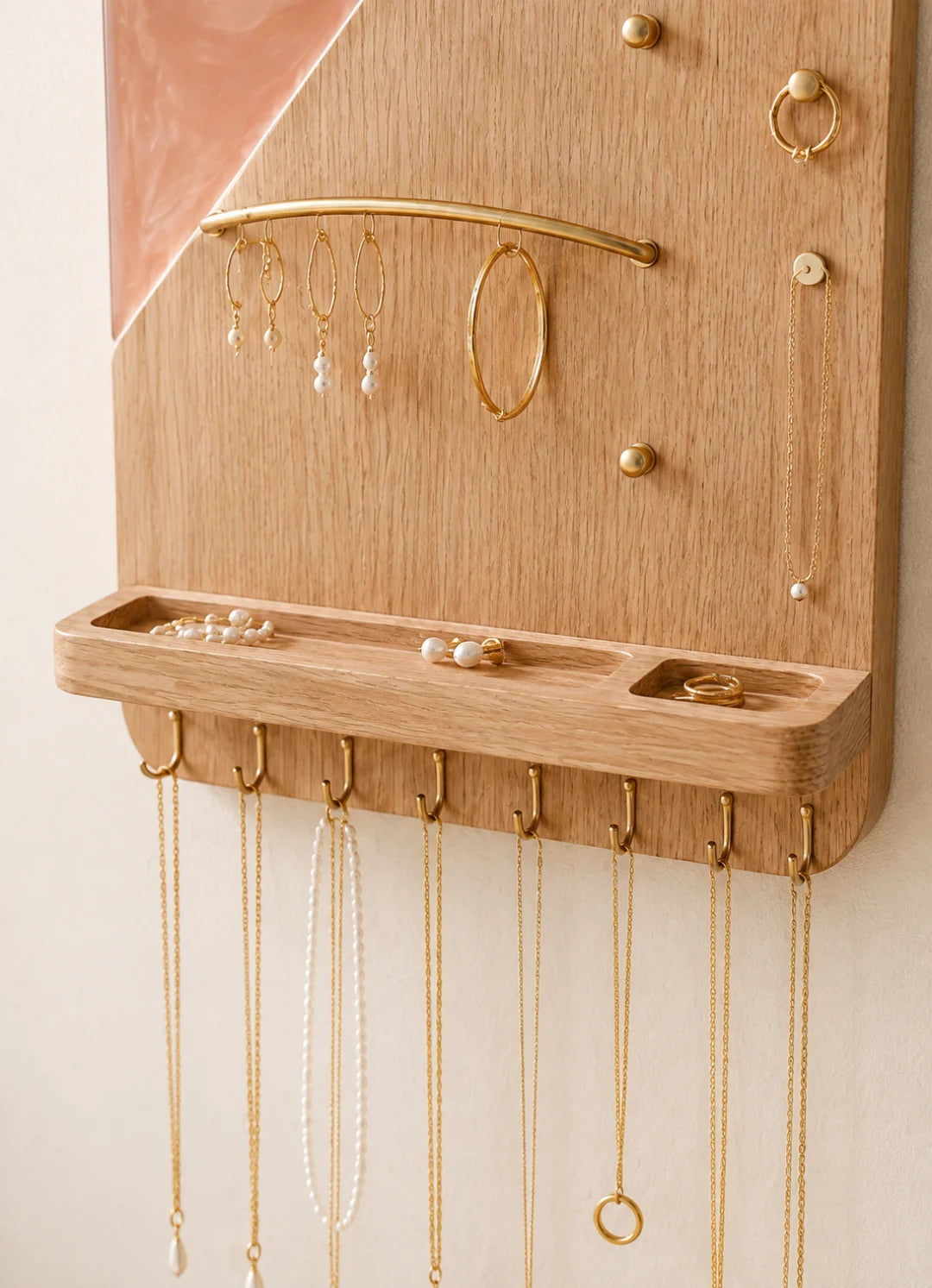 Blush Lines Blush Pink and Crystal Clear Epoxy Jewelry Holder JH01