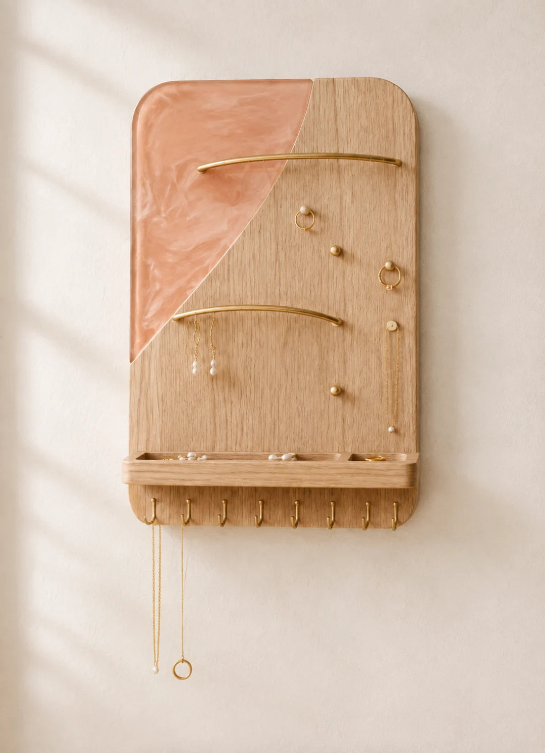 Blush Lines Blush Pink and Crystal Clear Epoxy Jewelry Holder JH01