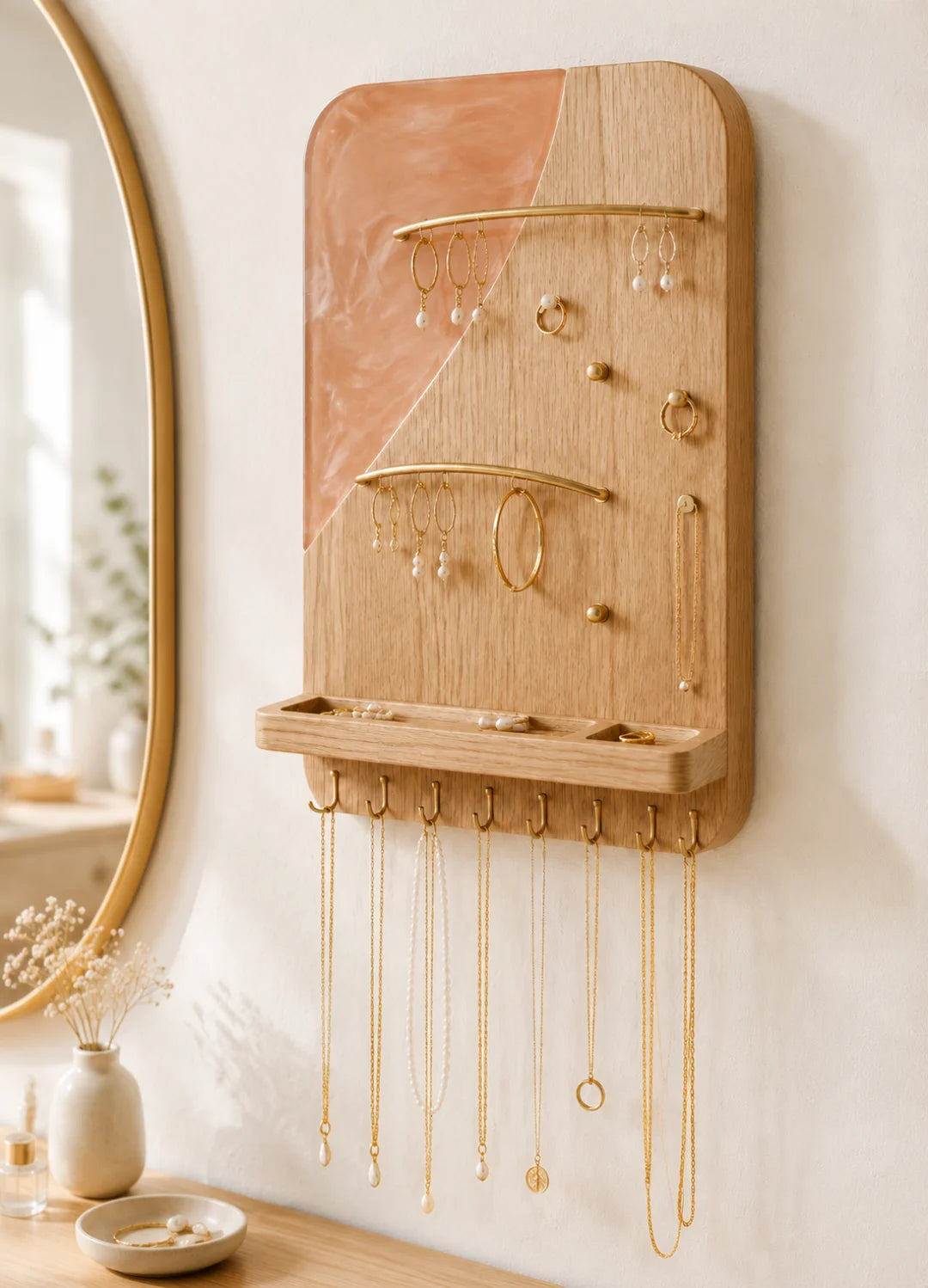 Blush Lines Blush Pink and Crystal Clear Epoxy Jewelry Holder JH01