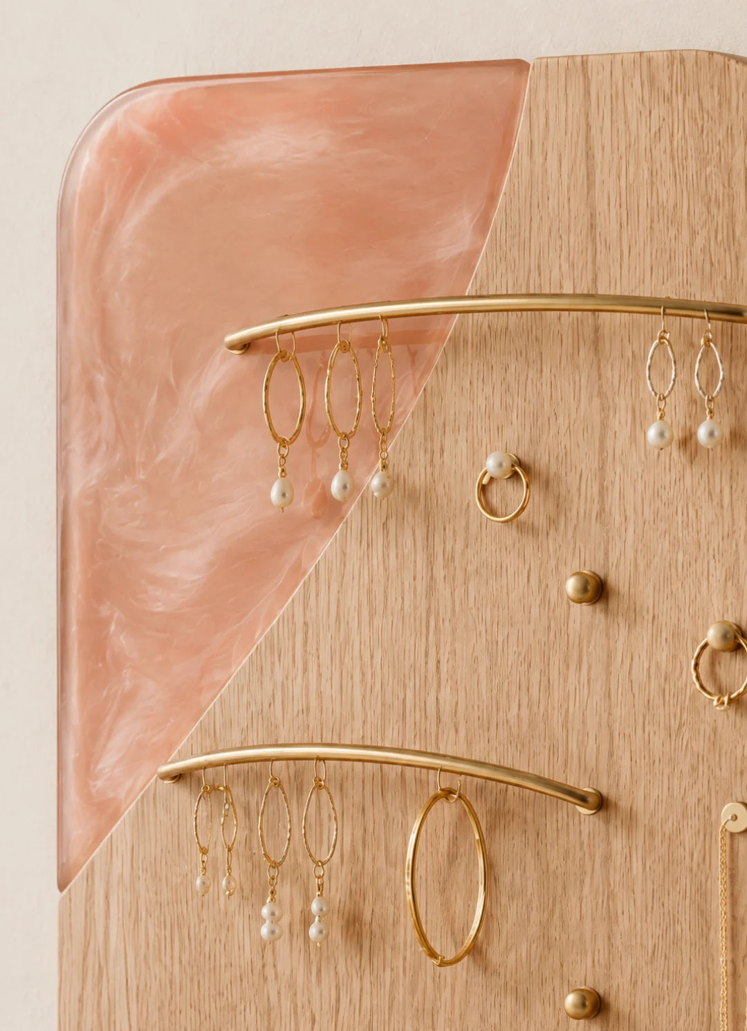 Blush Lines Blush Pink and Crystal Clear Epoxy Jewelry Holder JH01