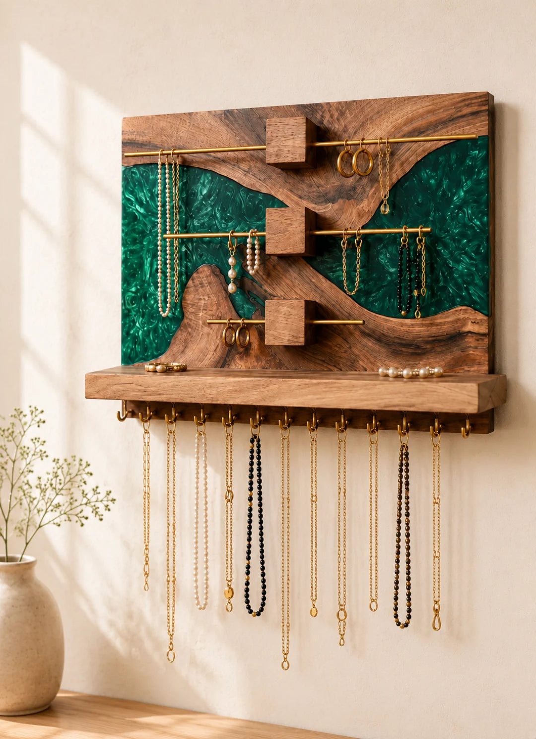 Emerald Gallery Emerald Green Epoxy Jewelry Holder JH02