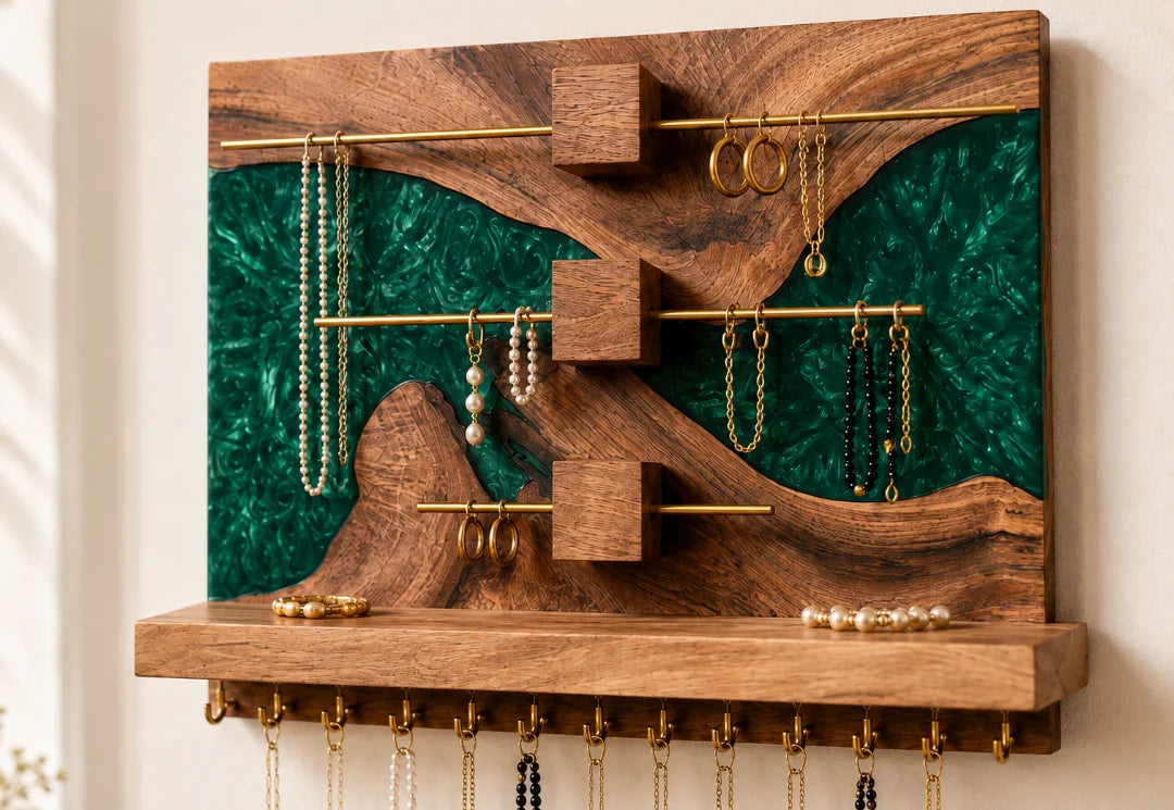 Emerald Gallery Emerald Green Epoxy Jewelry Holder JH02
