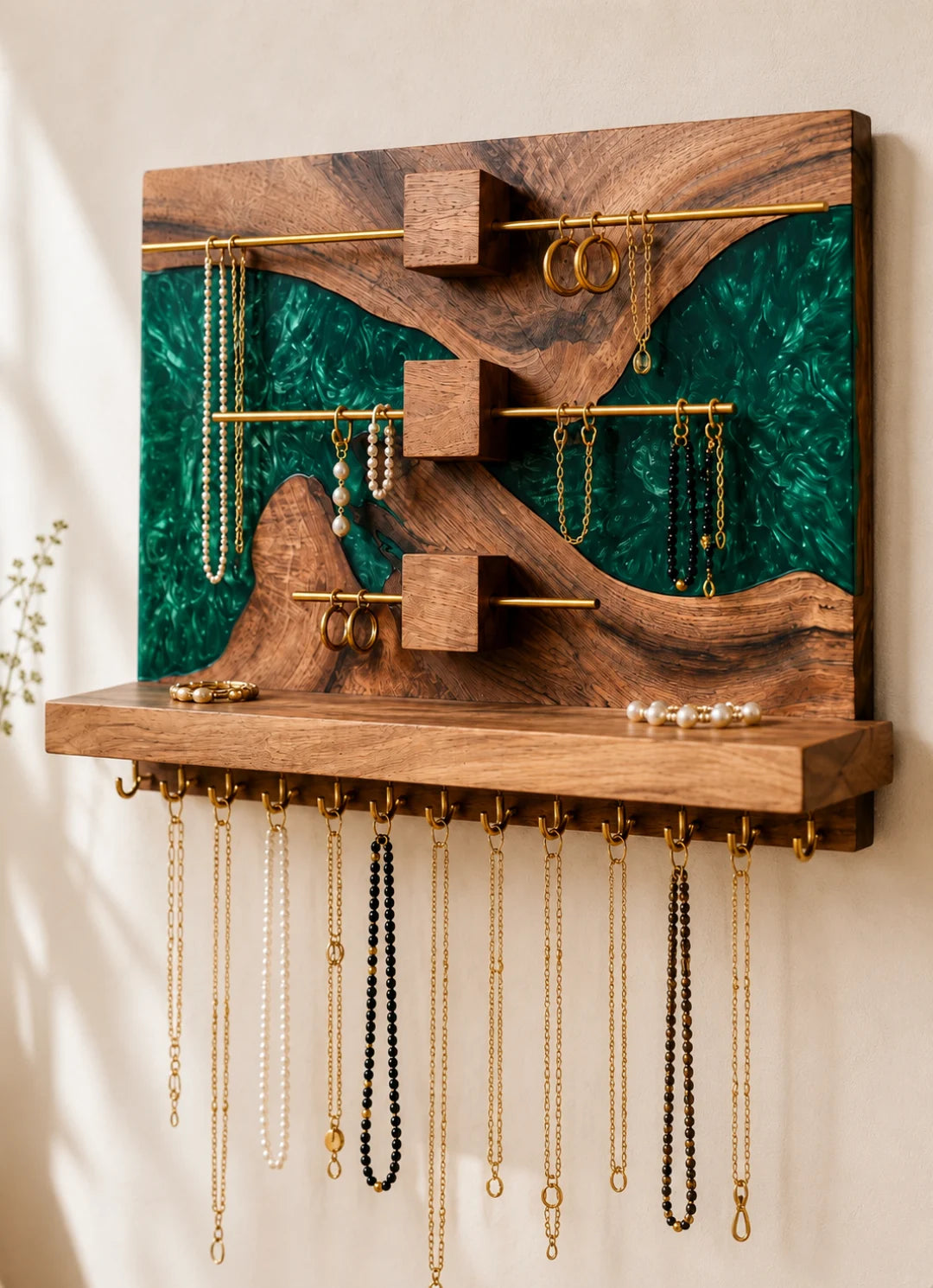 Emerald Gallery Emerald Green Epoxy Jewelry Holder JH02
