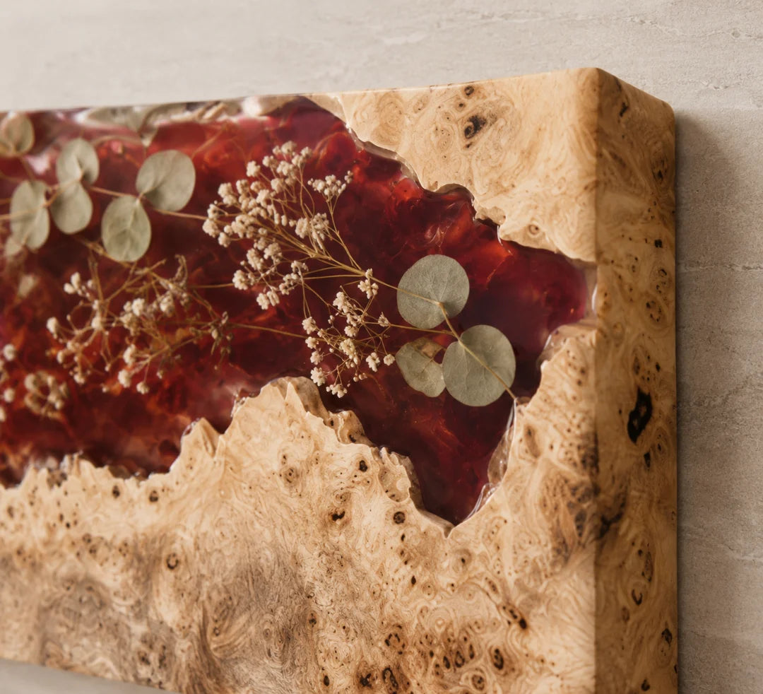 Crimson Botanical Ruby Red Floral Epoxy Knife Holder KH01