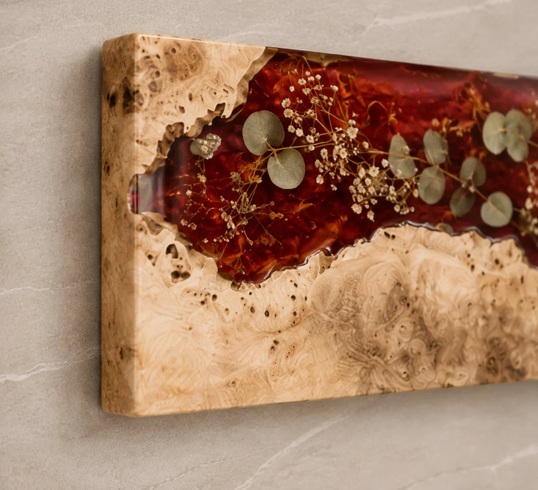 Crimson Botanical Ruby Red Floral Epoxy Knife Holder KH01
