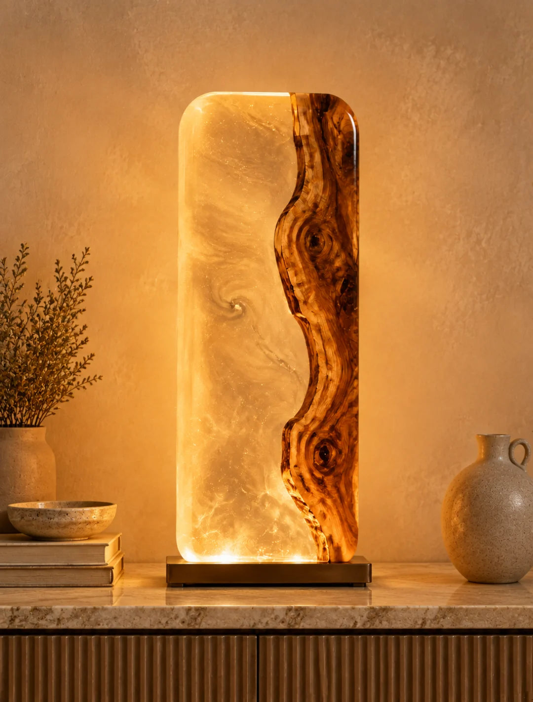Amber Veil Clear Amber Epoxy Table Lamp LP02