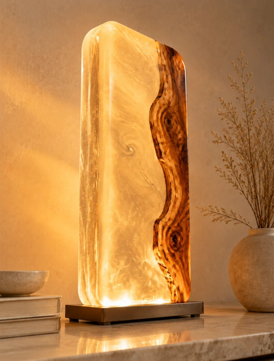 Amber Veil Clear Amber Epoxy Table Lamp LP02