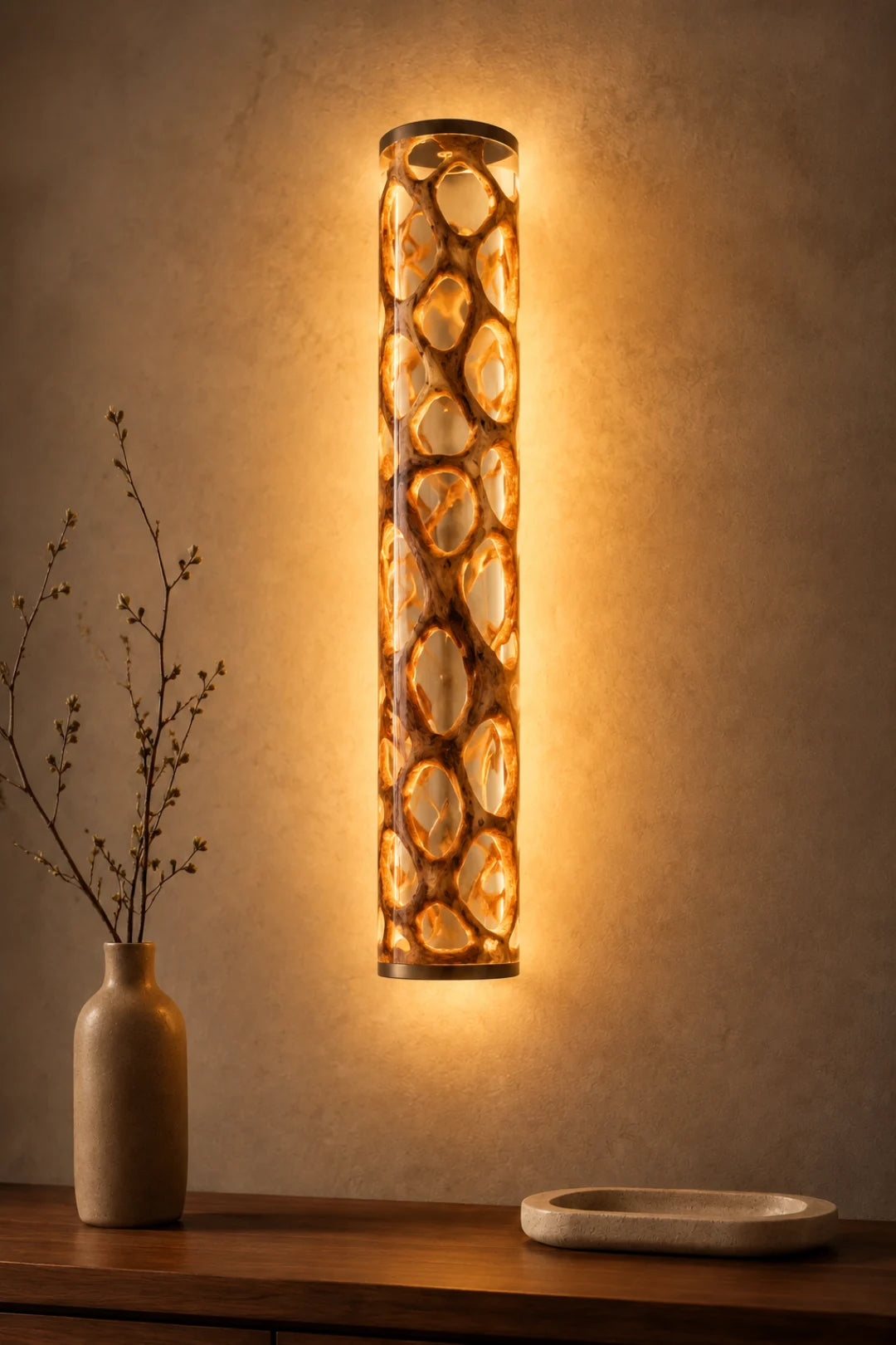 Golden Pods Clear Amber Epoxy Wall Lamp LP03