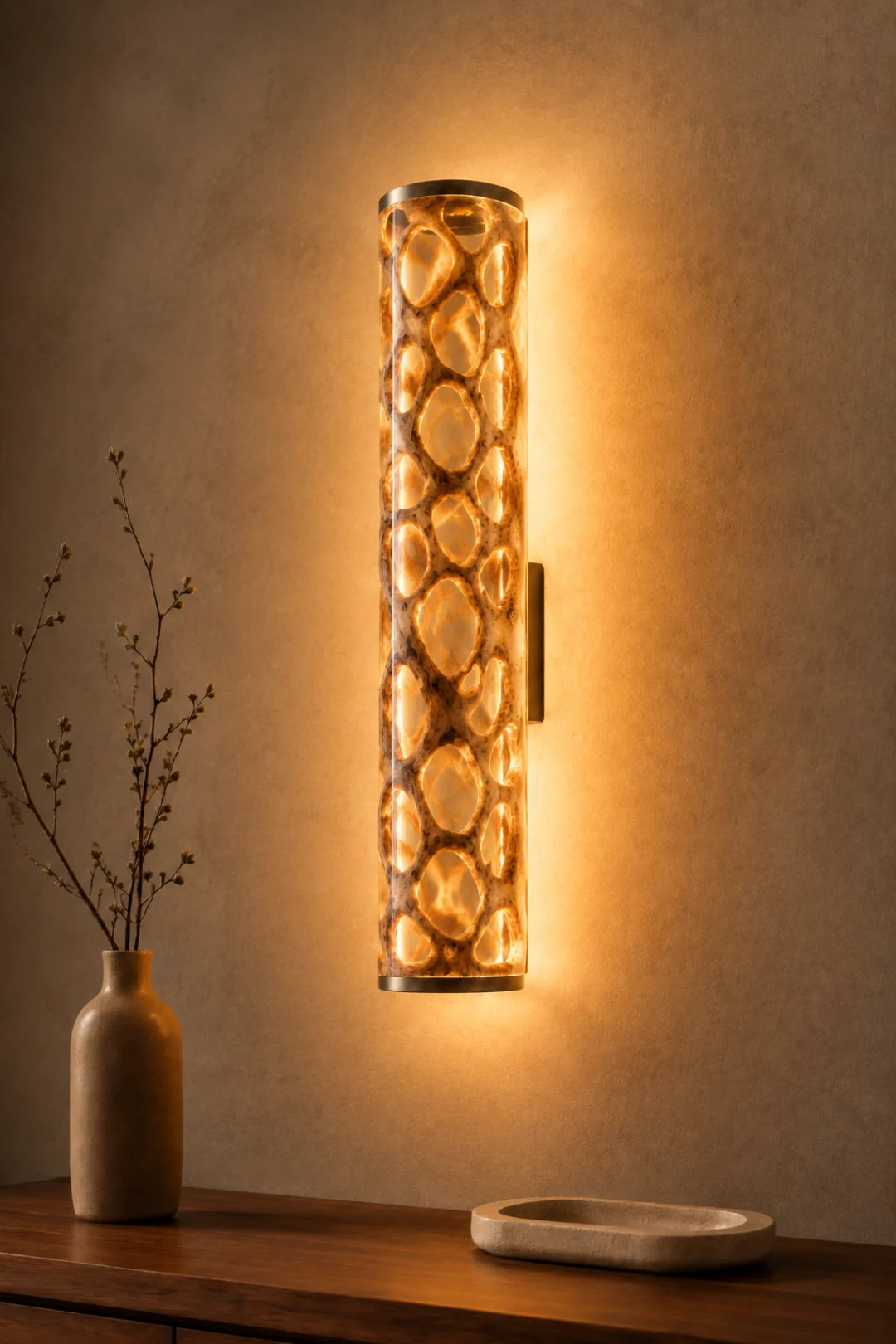 Golden Pods Clear Amber Epoxy Wall Lamp LP03