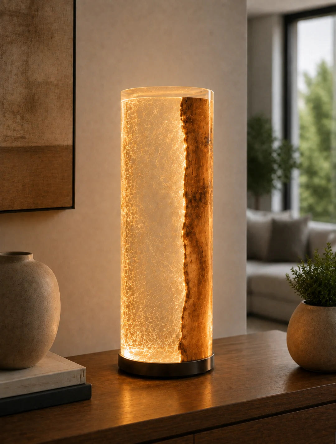 Amber Core Clear Amber Epoxy Table Lamp LP05