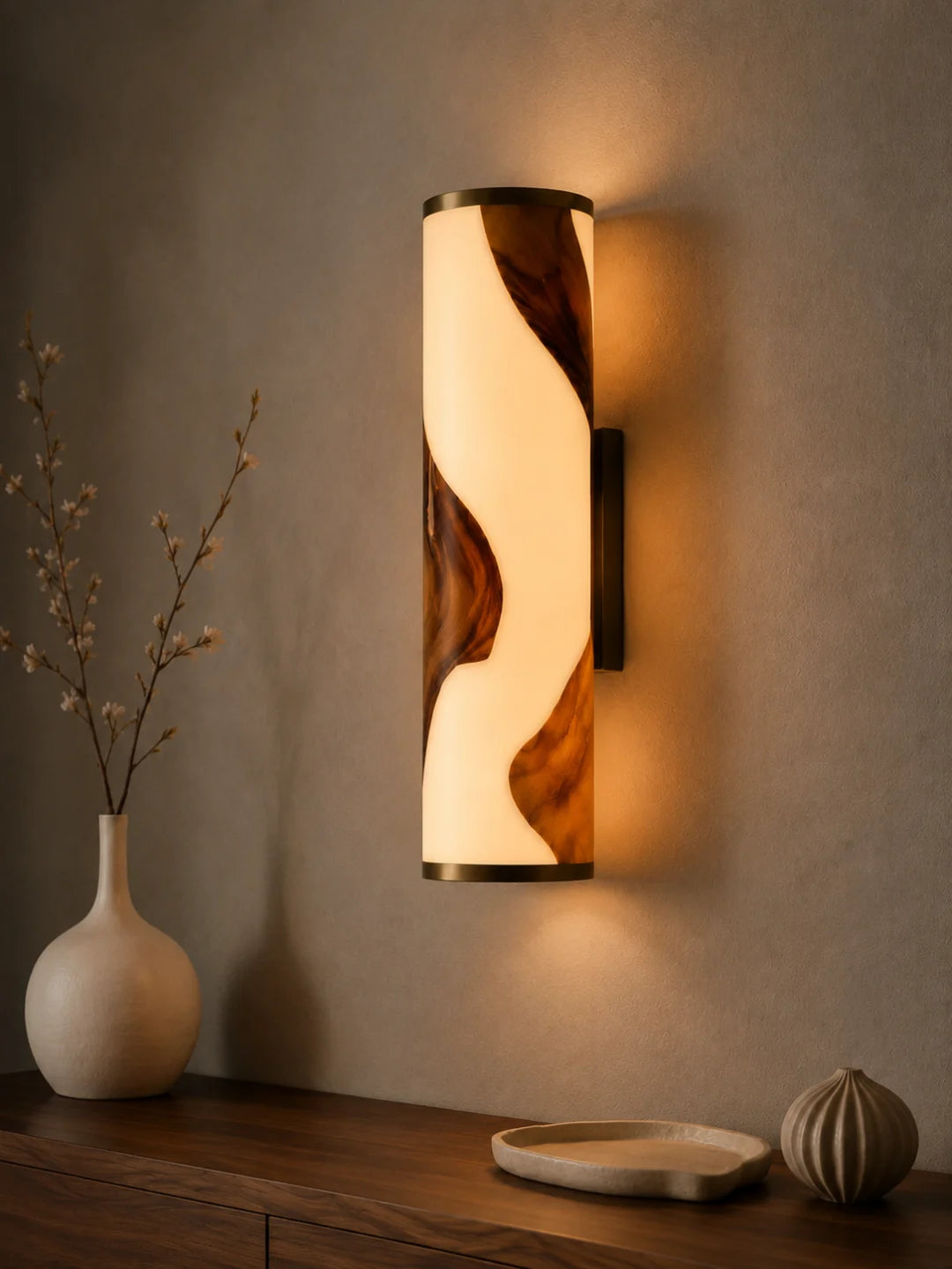 White Ribbon Pearl White Epoxy Wall Lamp LP07