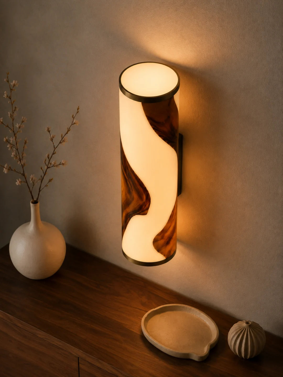 White Ribbon Pearl White Epoxy Wall Lamp LP07
