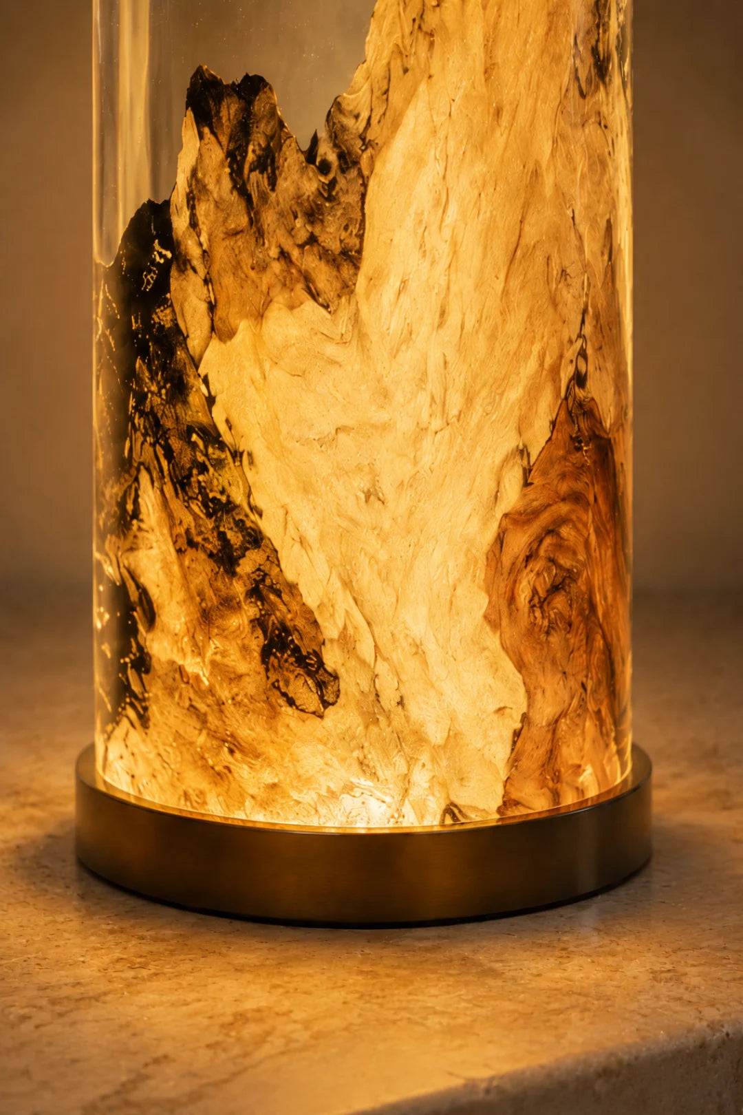 Golden Cliff Clear Amber Epoxy Table Lamp LP09