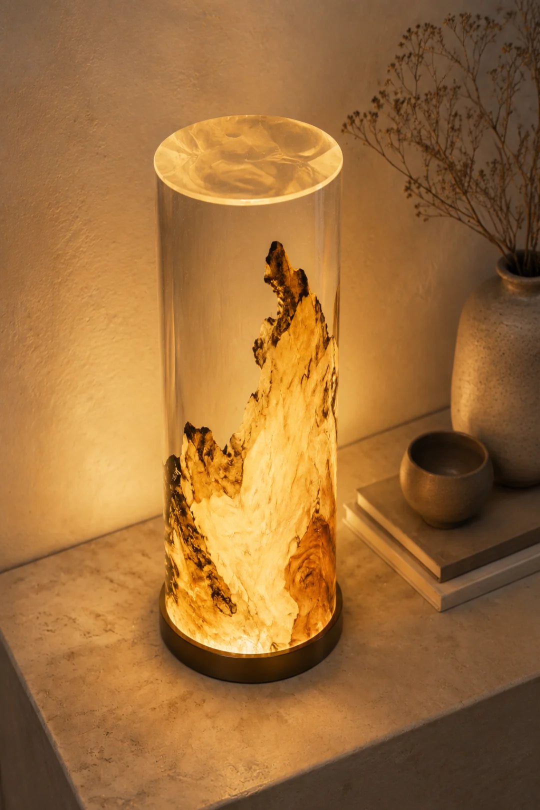 Golden Cliff Clear Amber Epoxy Table Lamp LP09