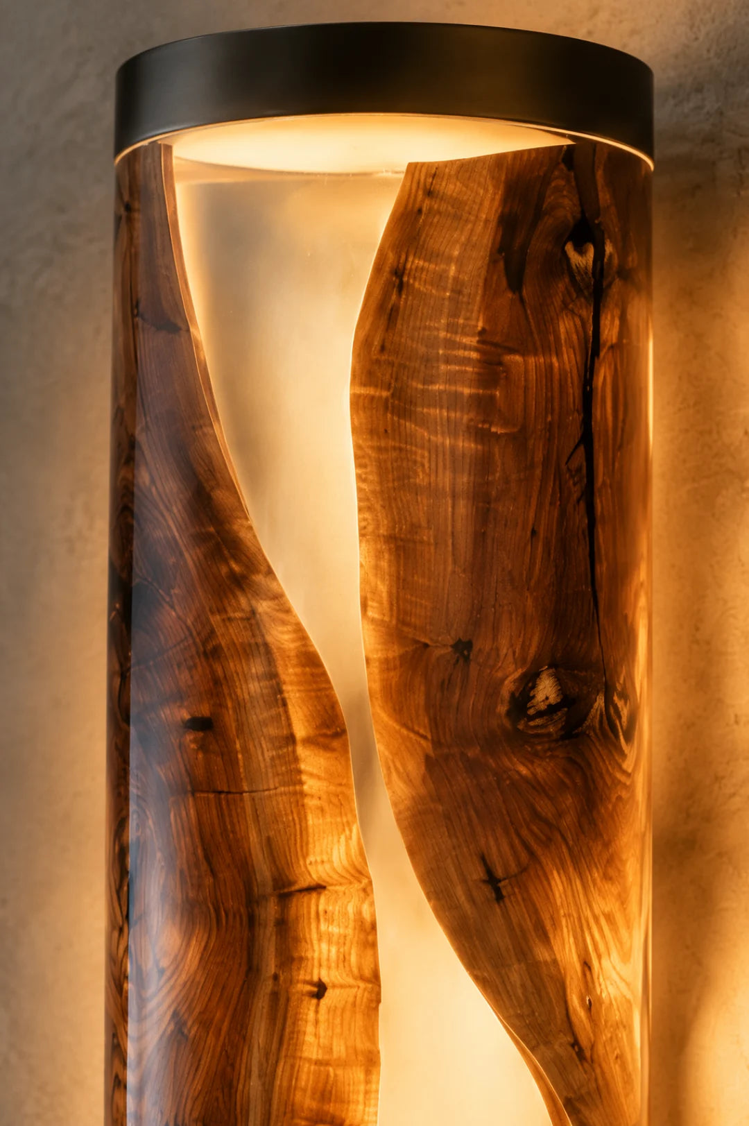 Ivory Twist Pearl White and Clear Amber Epoxy Wall Lamp LP10