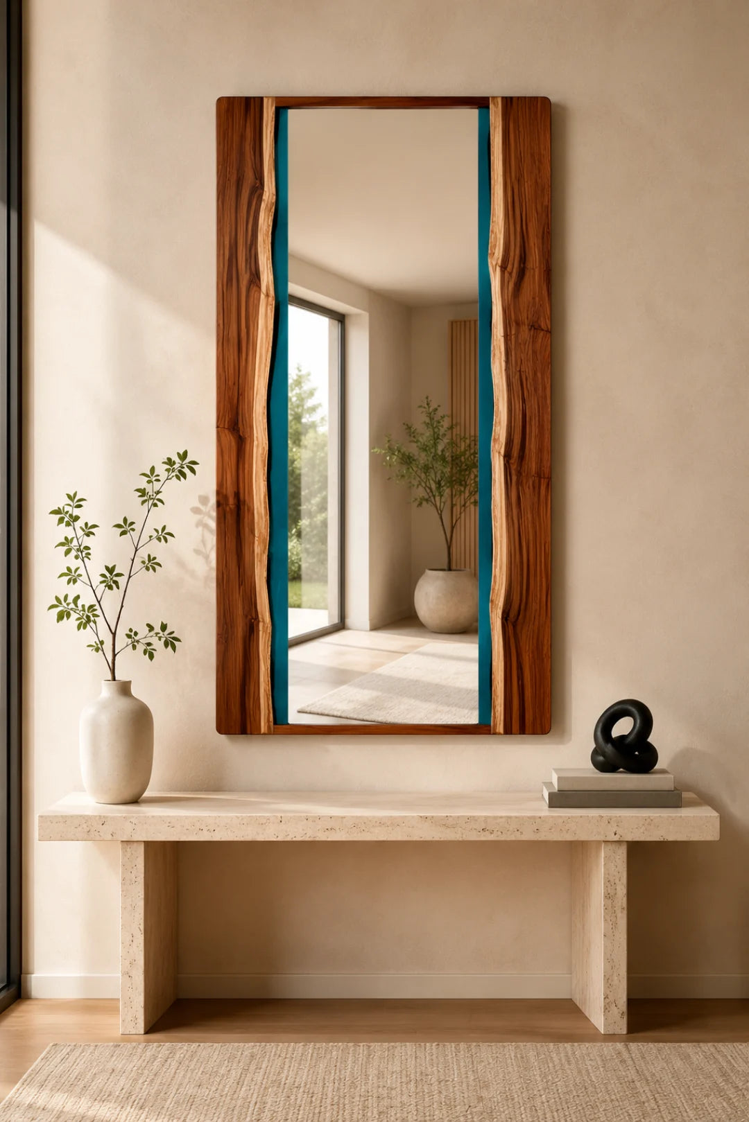 Teal Line Turquoise Epoxy Mirror MR02