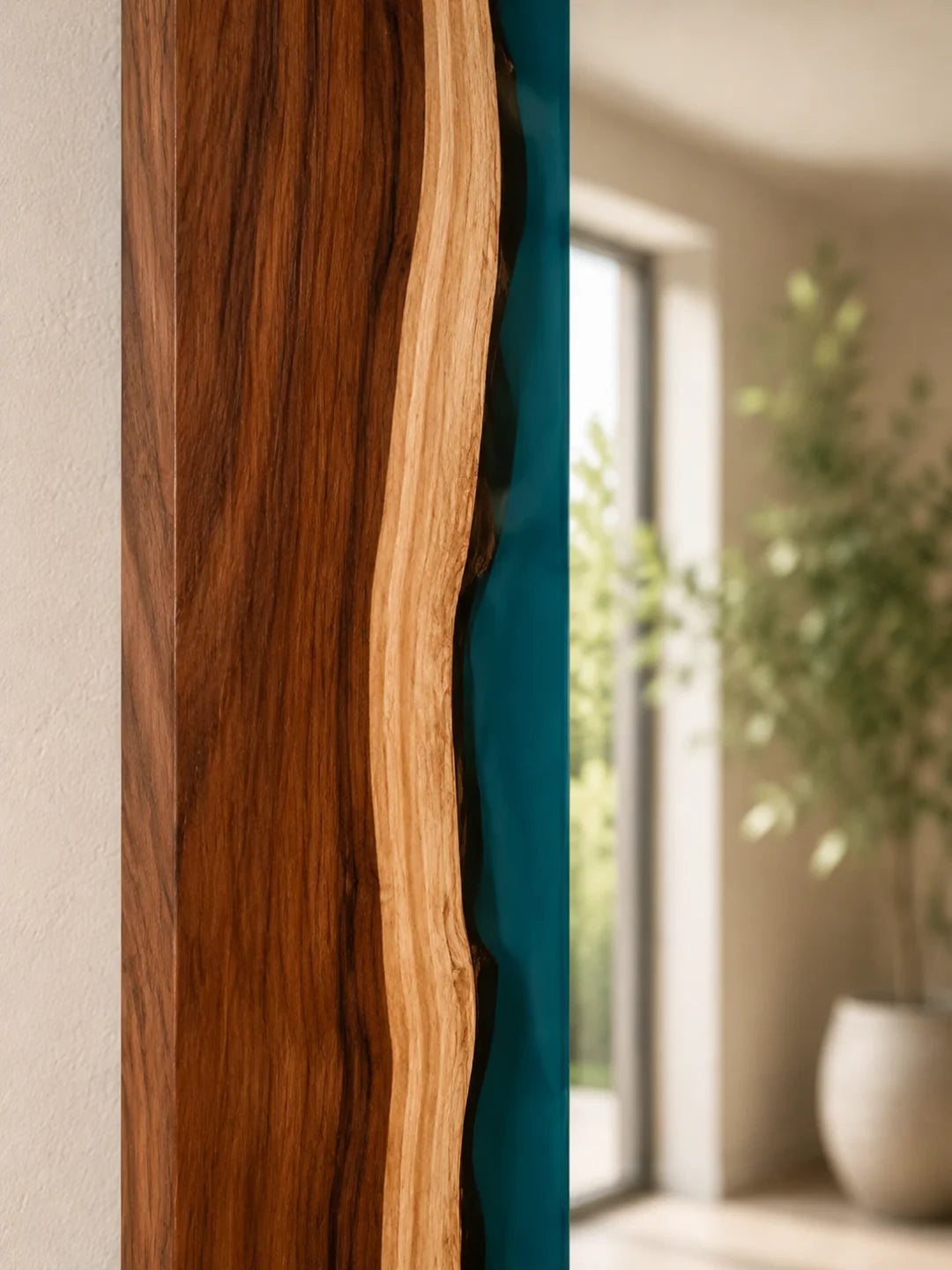 Teal Line Turquoise Epoxy Mirror MR02