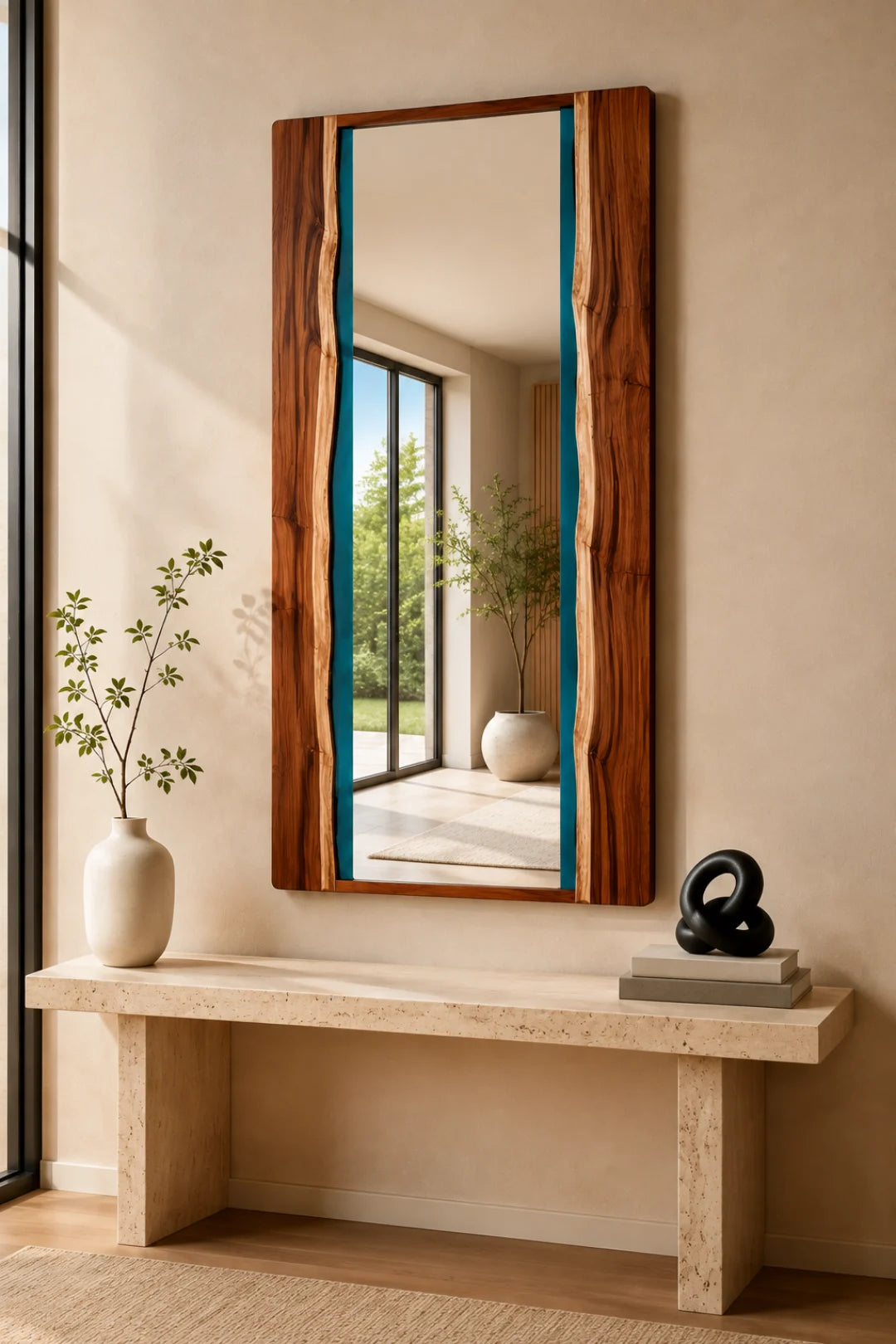 Teal Line Turquoise Epoxy Mirror MR02