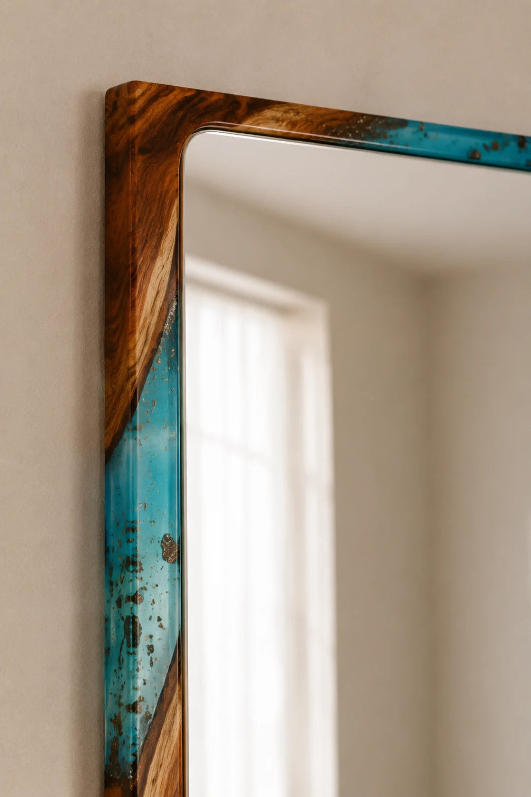 Clear Horizon Crystal Clear and Turquoise Epoxy Mirror MR05