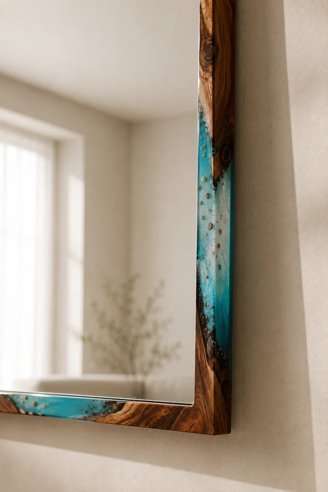 Clear Horizon Crystal Clear and Turquoise Epoxy Mirror MR05