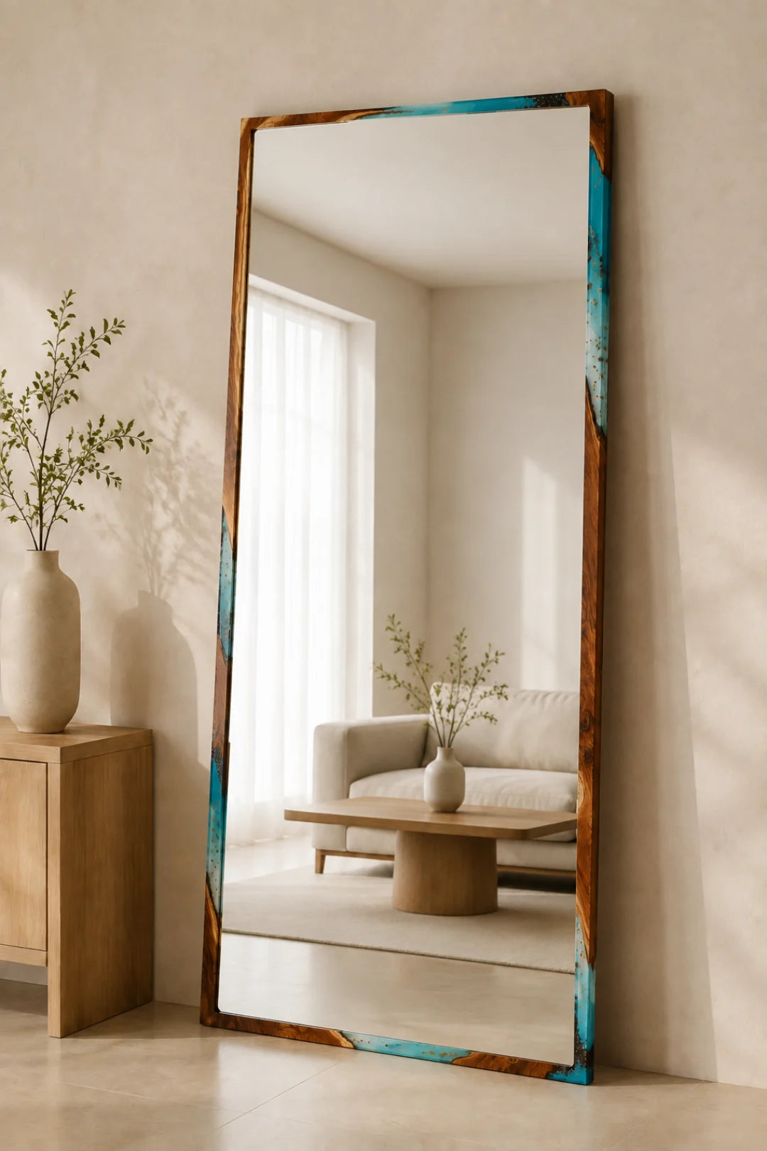 Clear Horizon Crystal Clear and Turquoise Epoxy Mirror MR05