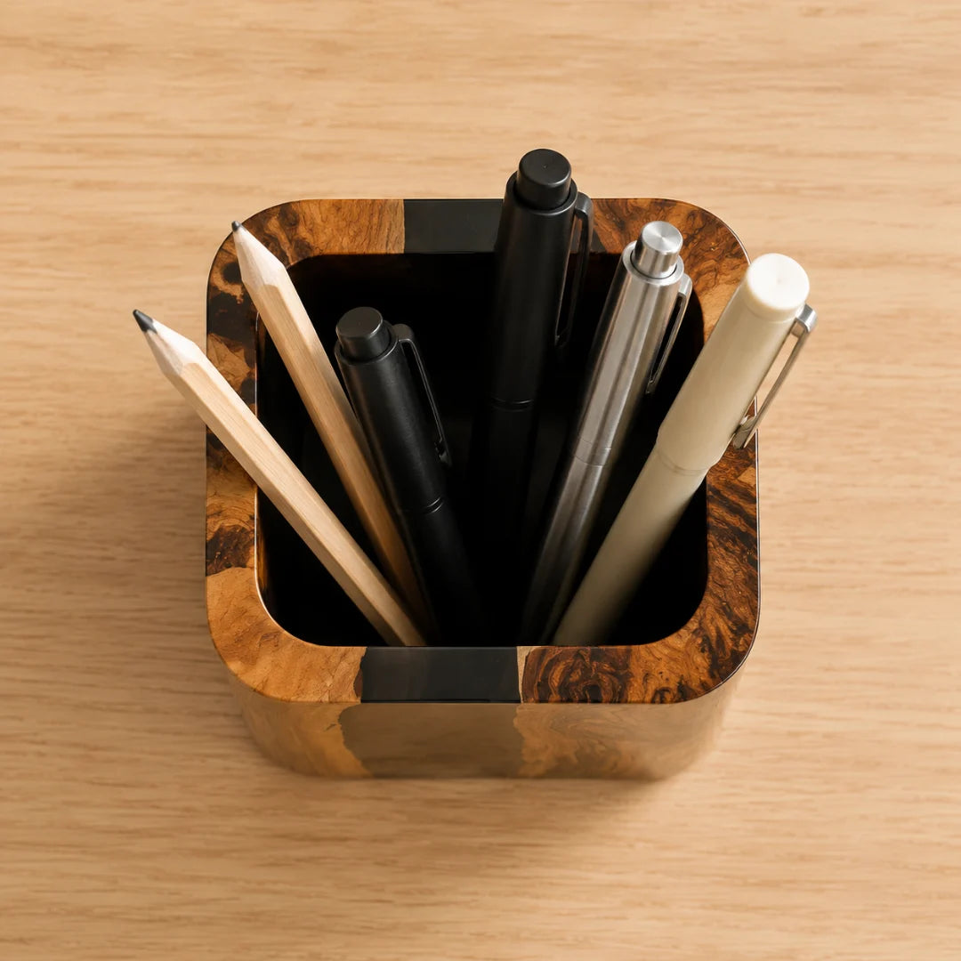 Black Ribbon Jet Black Epoxy Pen Holder PH01