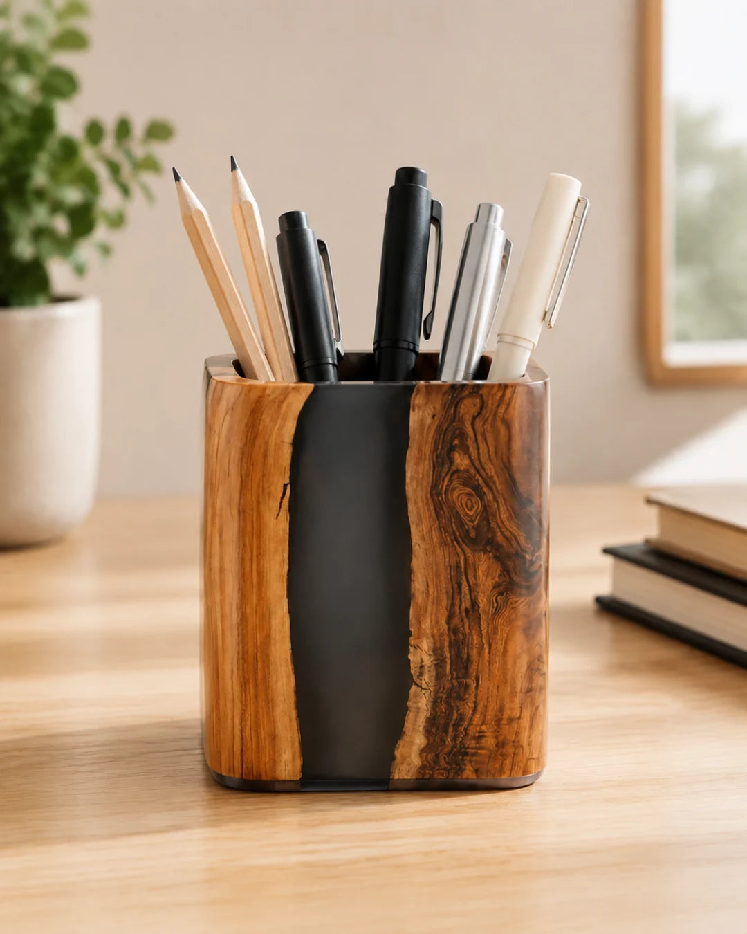 Black Ribbon Jet Black Epoxy Pen Holder PH01