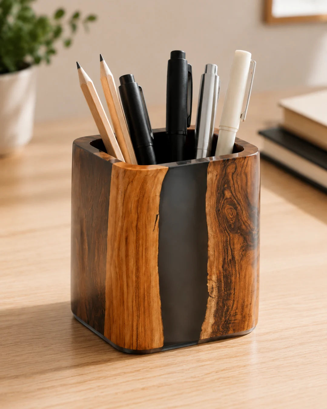 Black Ribbon Jet Black Epoxy Pen Holder PH01