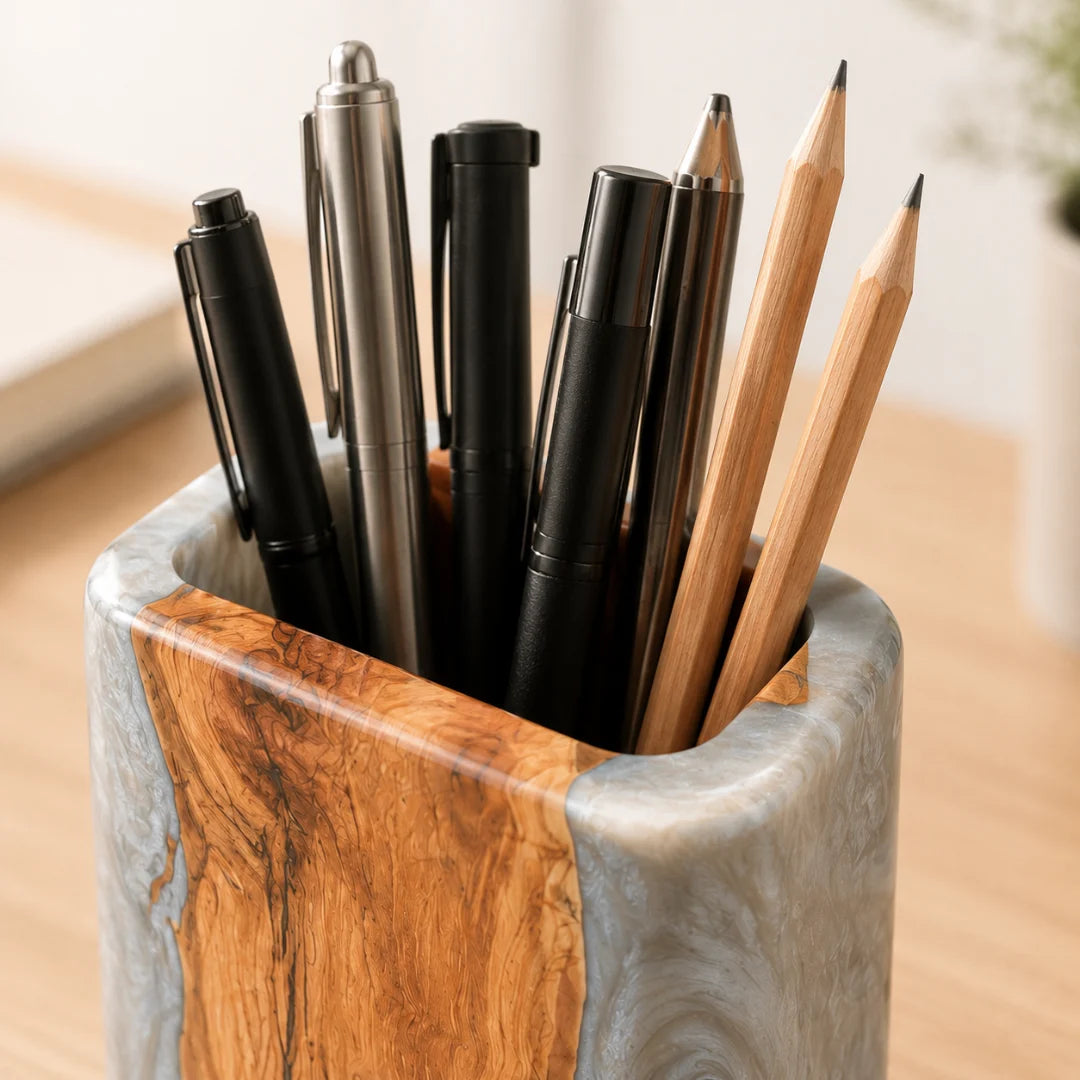 Silver Field Silver Gray Epoxy Pen Holder PH02