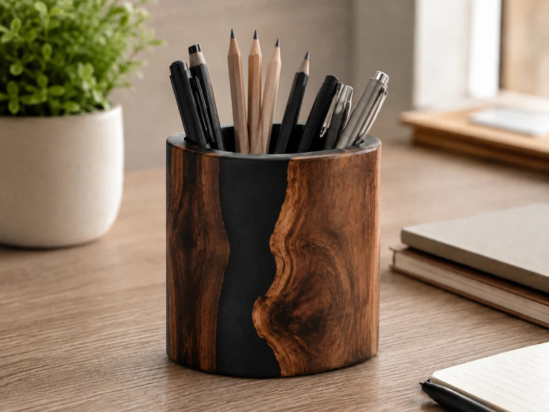 Black Edge Smoky Black Epoxy Pen Holder PH03