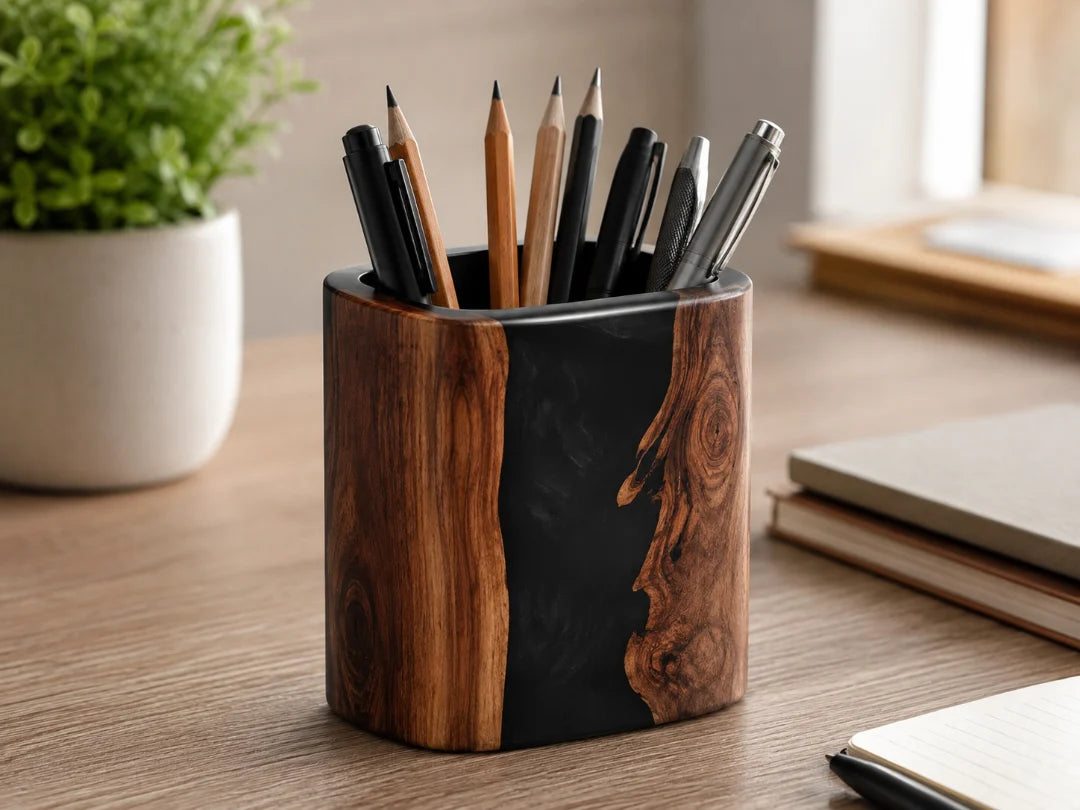 Black Edge Smoky Black Epoxy Pen Holder PH03