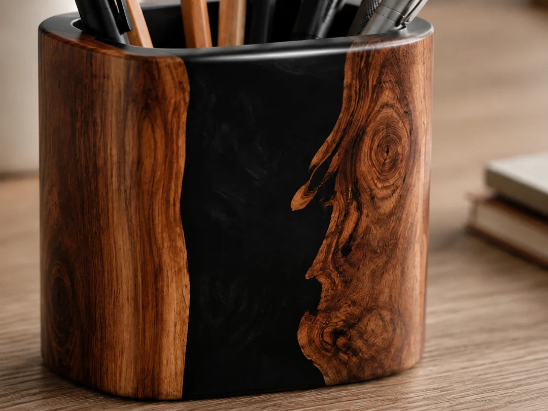 Black Edge Smoky Black Epoxy Pen Holder PH03