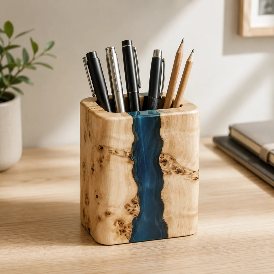 Blue Stream Ocean Blue Epoxy Pen Holder PH05