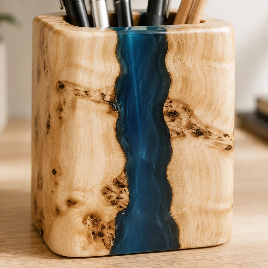 Blue Stream Ocean Blue Epoxy Pen Holder PH05