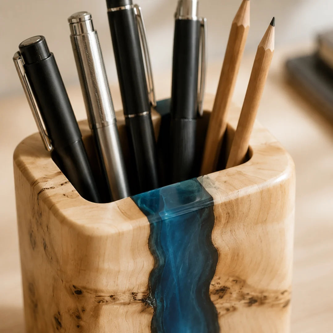 Blue Stream Ocean Blue Epoxy Pen Holder PH05