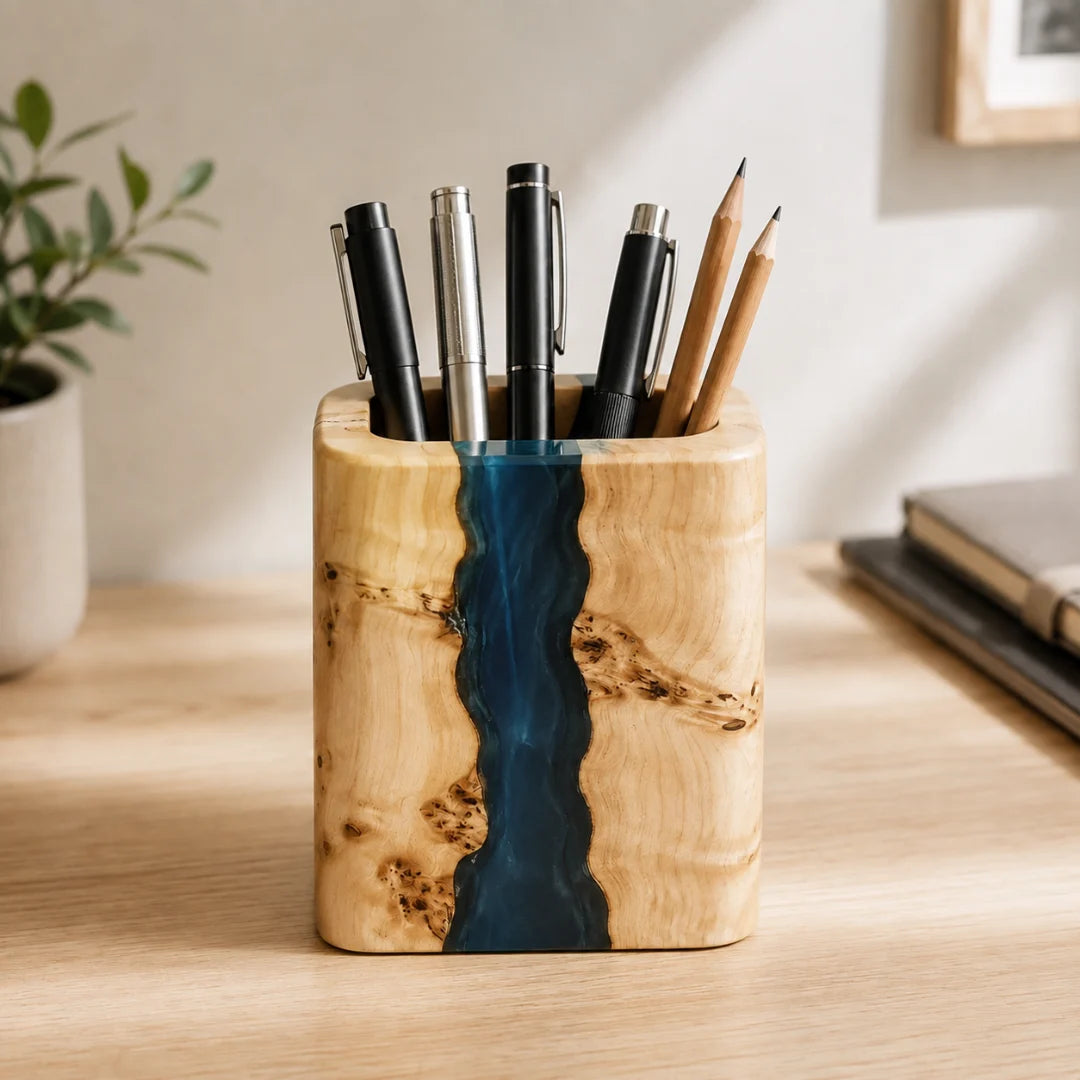 Blue Stream Ocean Blue Epoxy Pen Holder PH05