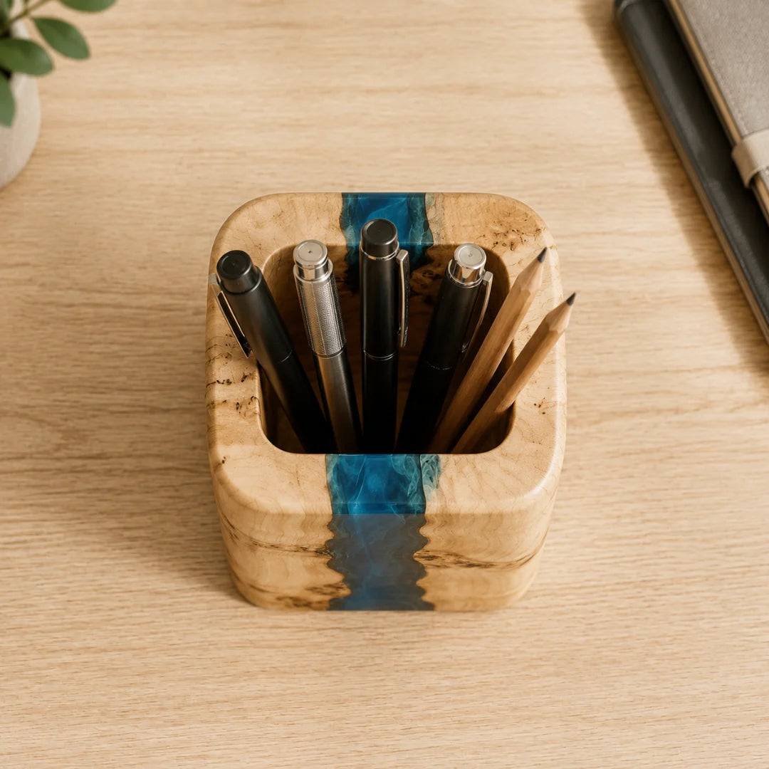 Blue Stream Ocean Blue Epoxy Pen Holder PH05
